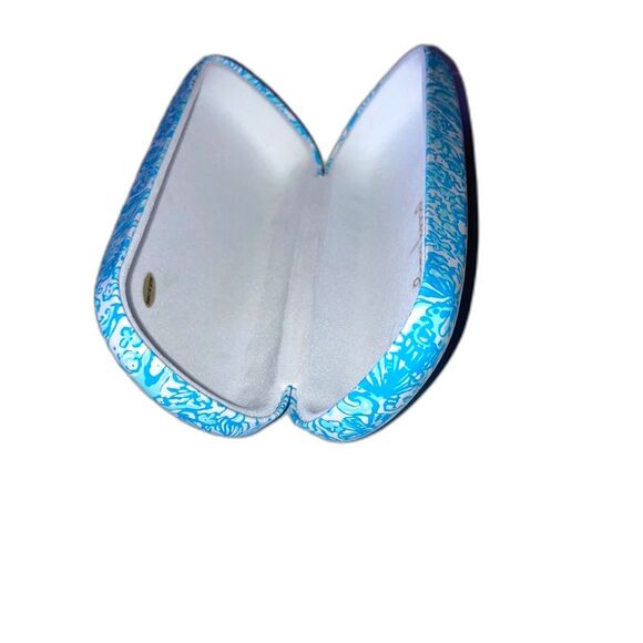 LILLY PULITZER Eyeglass Case Blue Teal White Floral 6.5 x 2 x 2.5 inches - Picture 9 of 11